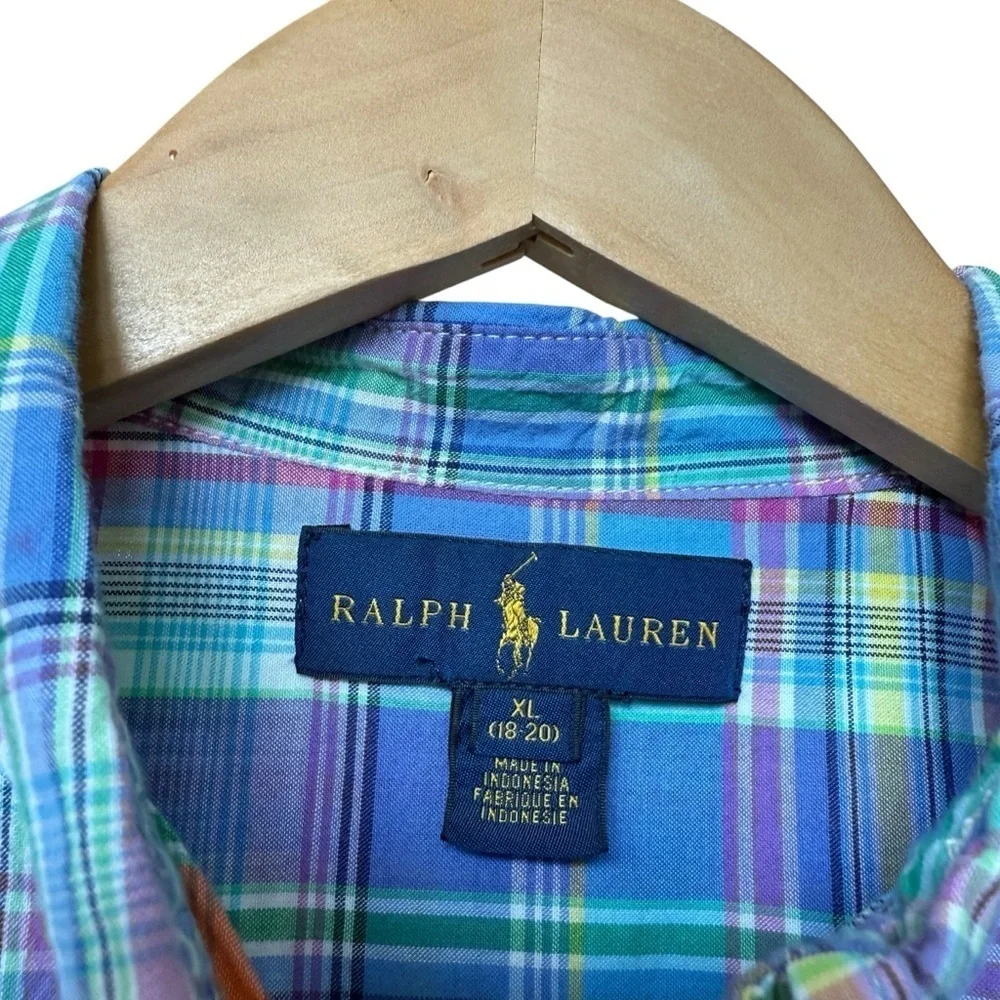 Ralph Lauren Boy’s Classic Fit Plaid Button Down Shirt Size XL Multicolor Casual